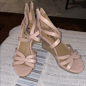 Self esteem footwear Pink Strappy Wedge Sandals size 8
